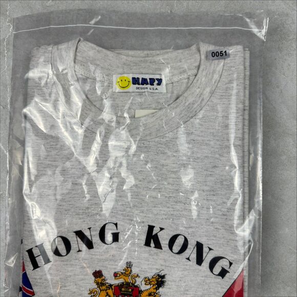 Vintage Hong Kong The Symbol of Coin Bauhina 1842-1997 China Grey Tee Shirt - L - Picture 6 of 6